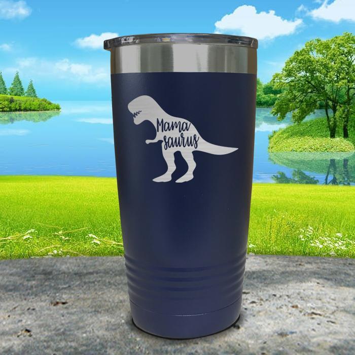 Mama Saurus Engraved Tumbler Tumbler ZLAZER 20oz Tumbler Navy 