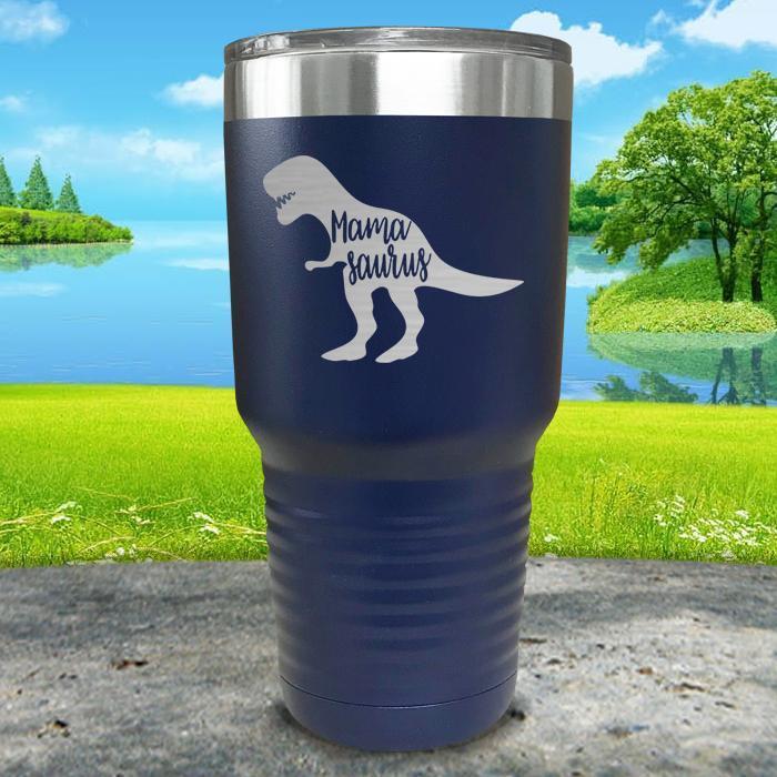 Mama Saurus Engraved Tumbler Tumbler ZLAZER 30oz Tumbler Navy 