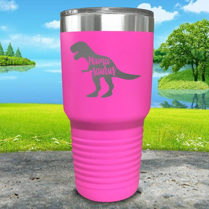 Mama Saurus Engraved Tumbler Tumbler ZLAZER 30oz Tumbler Pink 