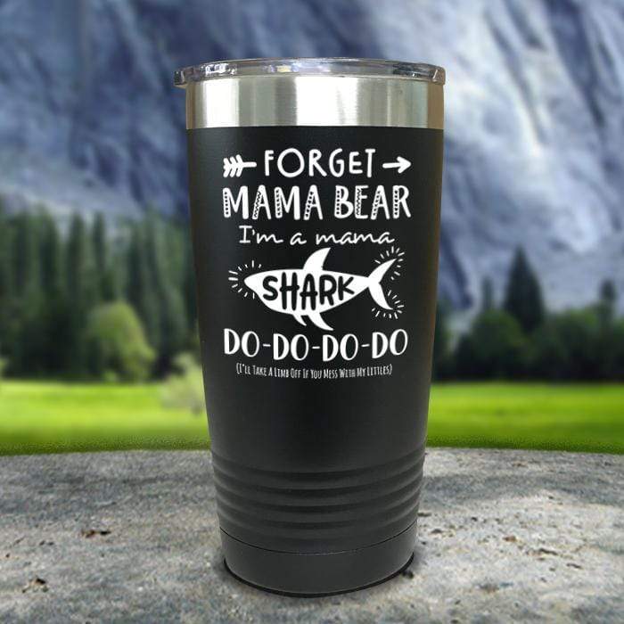 Mama Shark Color Printed Tumblers Tumbler ZLAZER 20oz Tumbler Black 