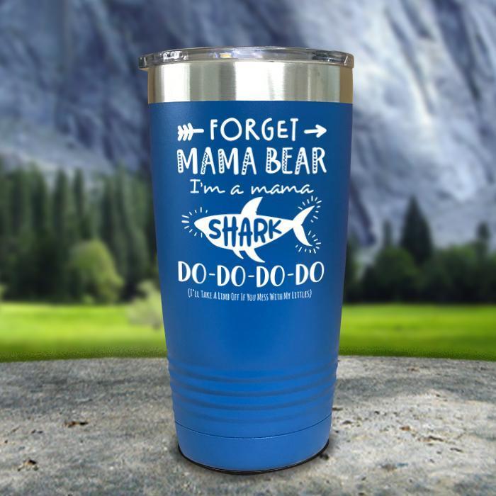 Mama Shark Color Printed Tumblers Tumbler ZLAZER 20oz Tumbler Blue 