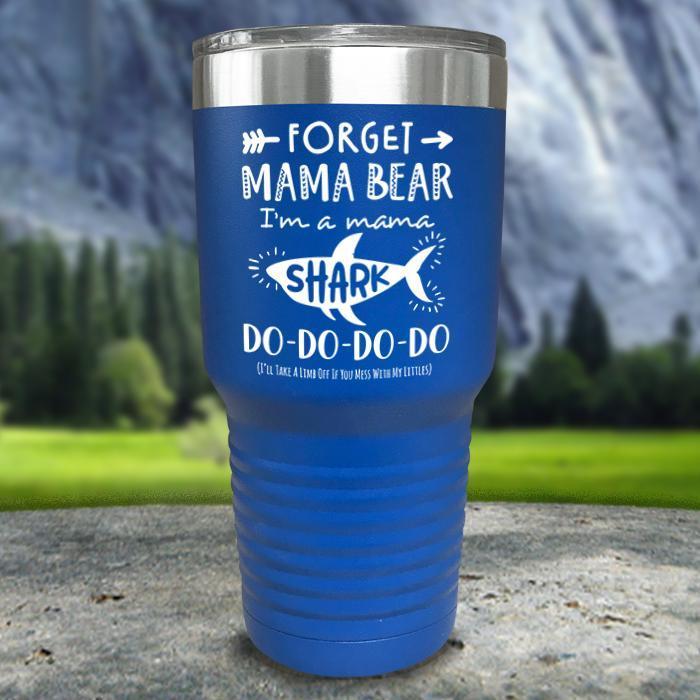 Mama Shark Color Printed Tumblers Tumbler ZLAZER 30oz Tumbler Blue 