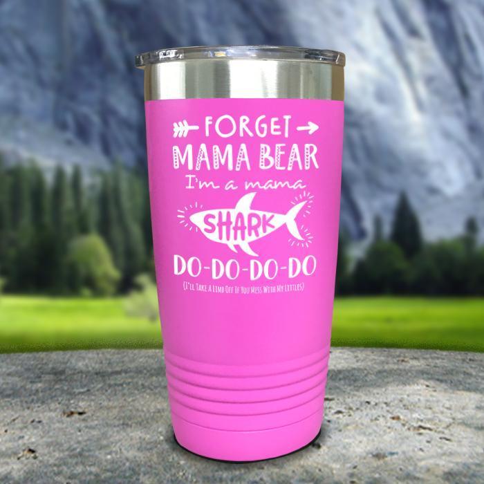 Mama Shark Color Printed Tumblers Tumbler ZLAZER 20oz Tumbler Pink 