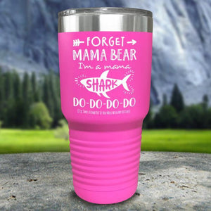 Mama Shark Color Printed Tumblers Tumbler Nocturnal Coatings 30oz Tumbler Pink 