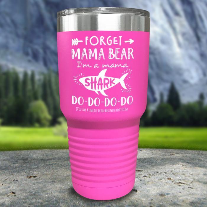 Mama Shark Color Printed Tumblers Tumbler ZLAZER 30oz Tumbler Pink 