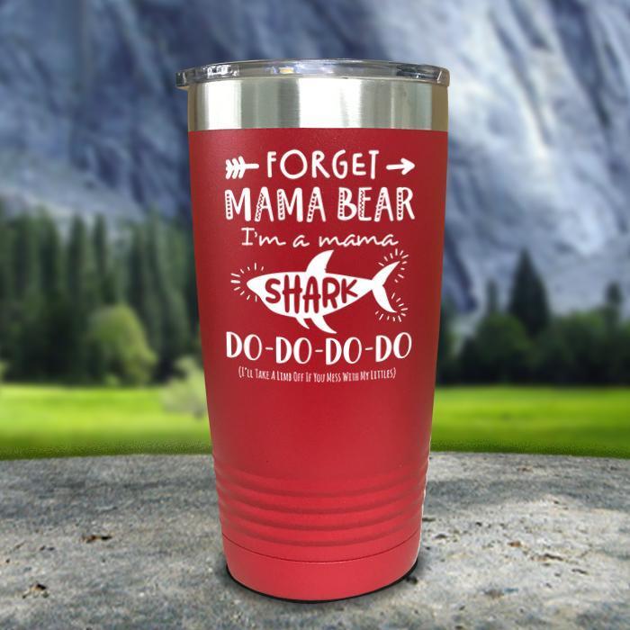 Mama Shark Color Printed Tumblers Tumbler ZLAZER 20oz Tumbler Red 