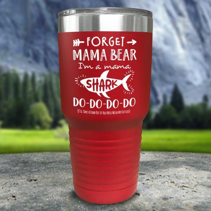 Mama Shark Color Printed Tumblers Tumbler ZLAZER 30oz Tumbler Red 