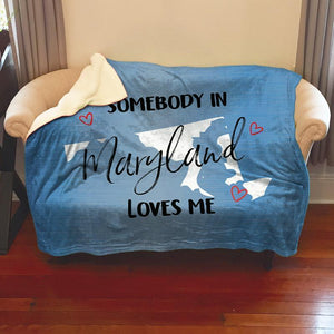 Somebody Loves Me (CUSTOM) Sherpa Blanket Blankets CustomCat Maryland 