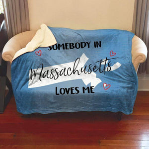 Somebody Loves Me (CUSTOM) Sherpa Blanket Blankets CustomCat Massachusetts 