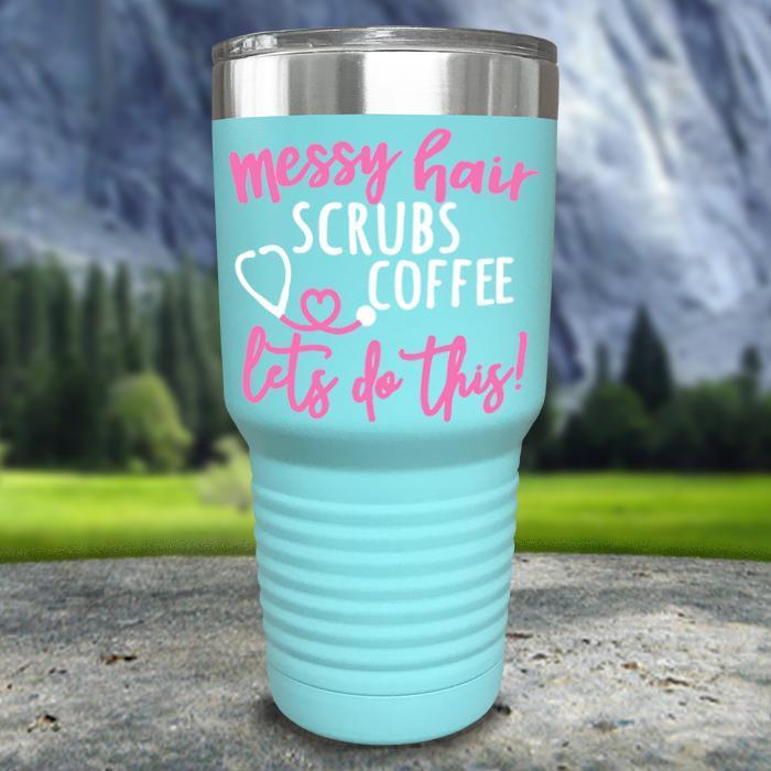 Messy Hair Scrubs Coffee Color Printed Tumblers Tumbler ZLAZER 30oz Tumbler Mint 