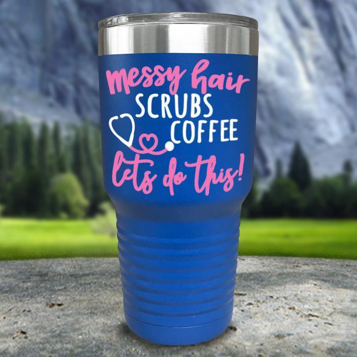 Messy Hair Scrubs Coffee Color Printed Tumblers Tumbler ZLAZER 30oz Tumbler Blue 