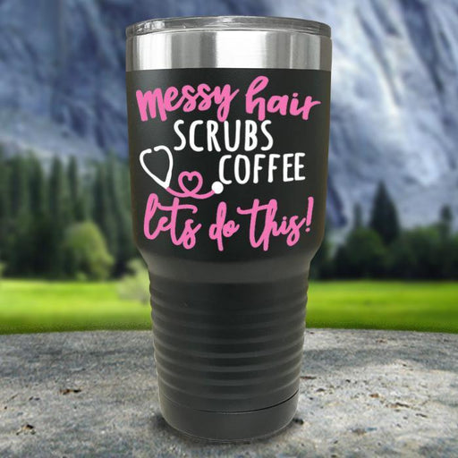 Messy Hair Scrubs Coffee Color Printed Tumblers Tumbler ZLAZER 30oz Tumbler Black 