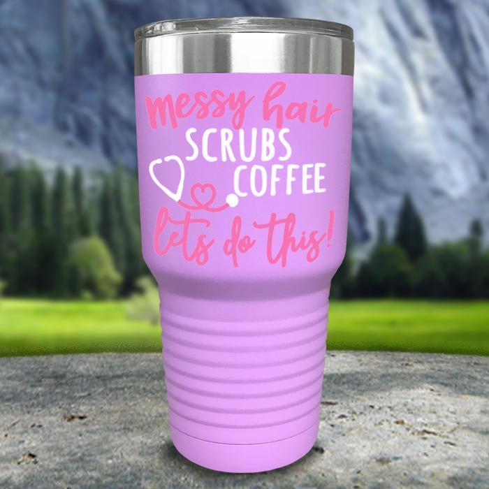 Messy Hair Scrubs Coffee Color Printed Tumblers Tumbler ZLAZER 30oz Tumbler Lavender 