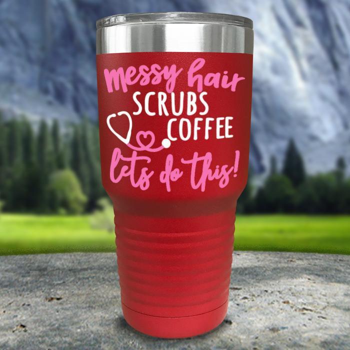 Messy Hair Scrubs Coffee Color Printed Tumblers Tumbler ZLAZER 30oz Tumbler Red 