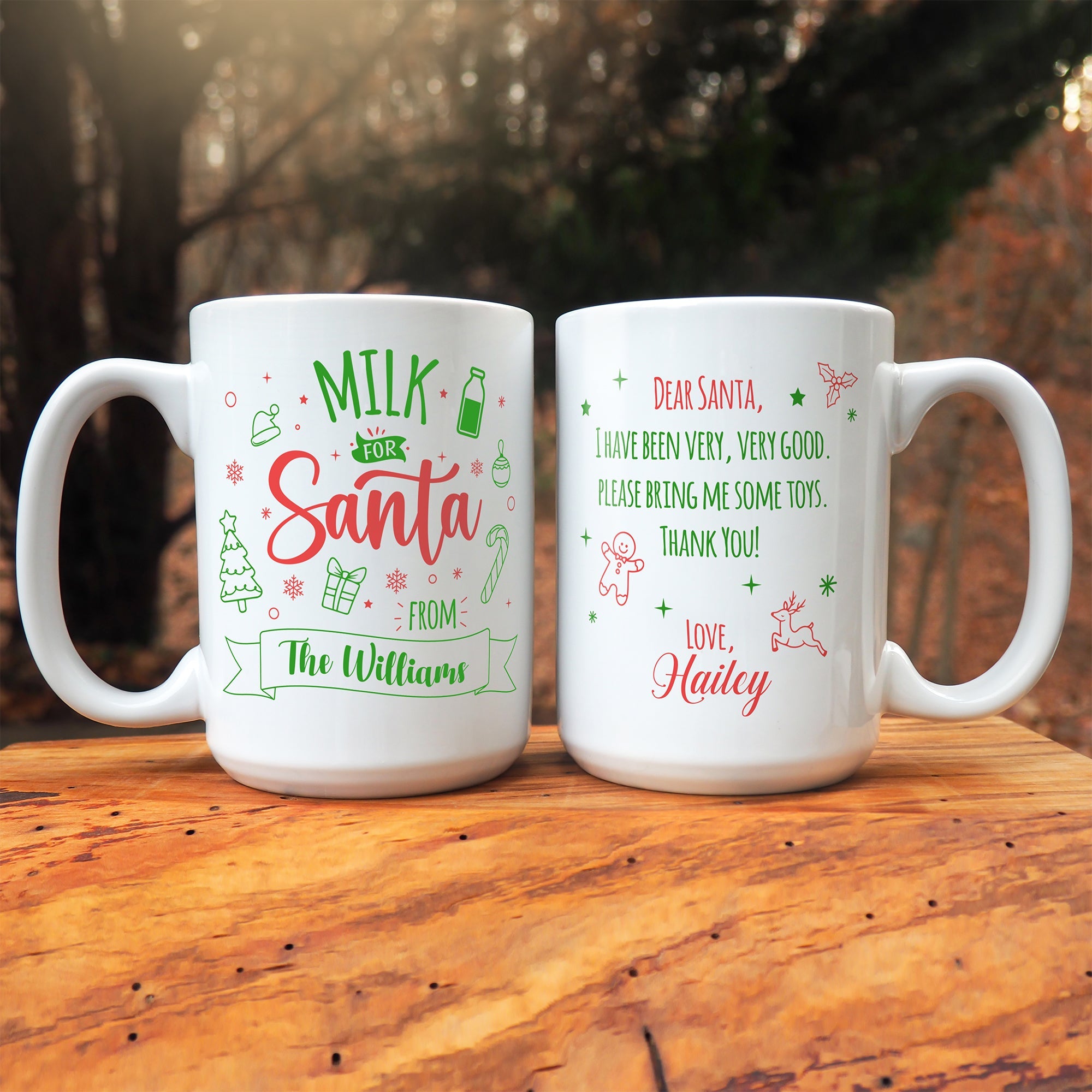 Milk For Santa With Family Name Personalized Double Sided Printed Mug