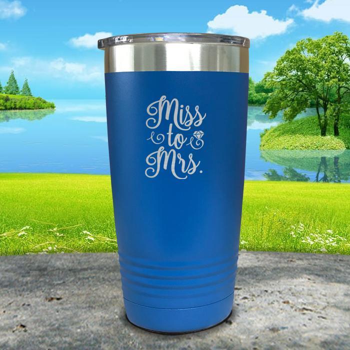 Miss to Mrs Wedding Engaged Engraved Tumbler Tumbler ZLAZER 20oz Tumbler Blue 