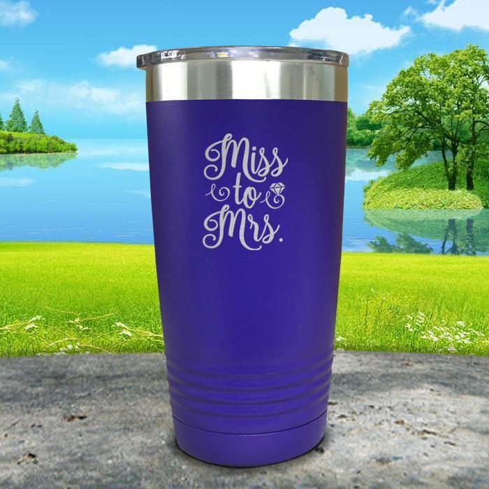 Miss to Mrs Wedding Engaged Engraved Tumbler Tumbler ZLAZER 20oz Tumbler Royal Purple 