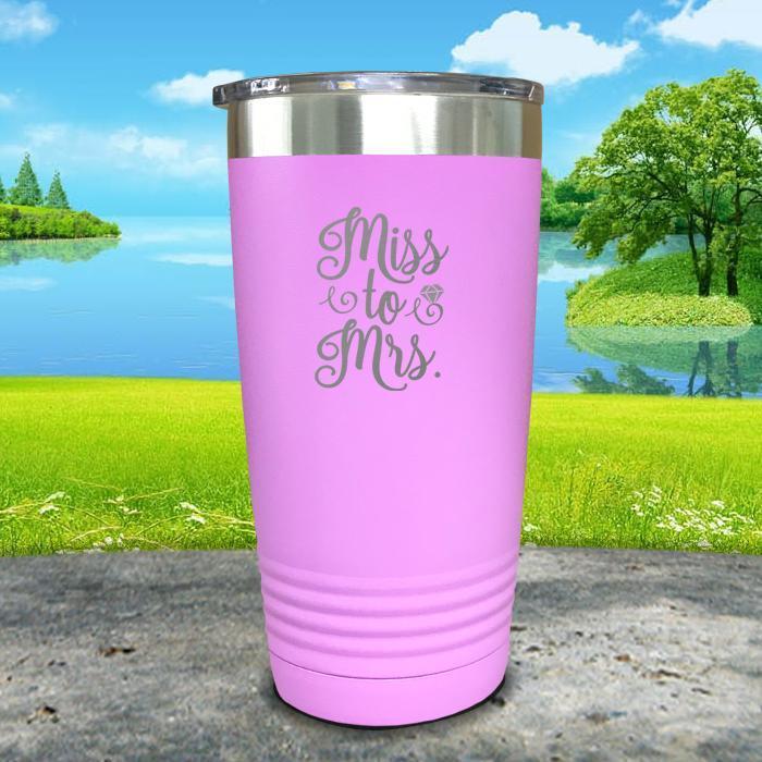 Miss to Mrs Wedding Engaged Engraved Tumbler Tumbler ZLAZER 20oz Tumbler Lavender 