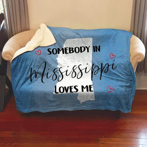 Somebody Loves Me (CUSTOM) Sherpa Blanket Blankets CustomCat Mississippi 