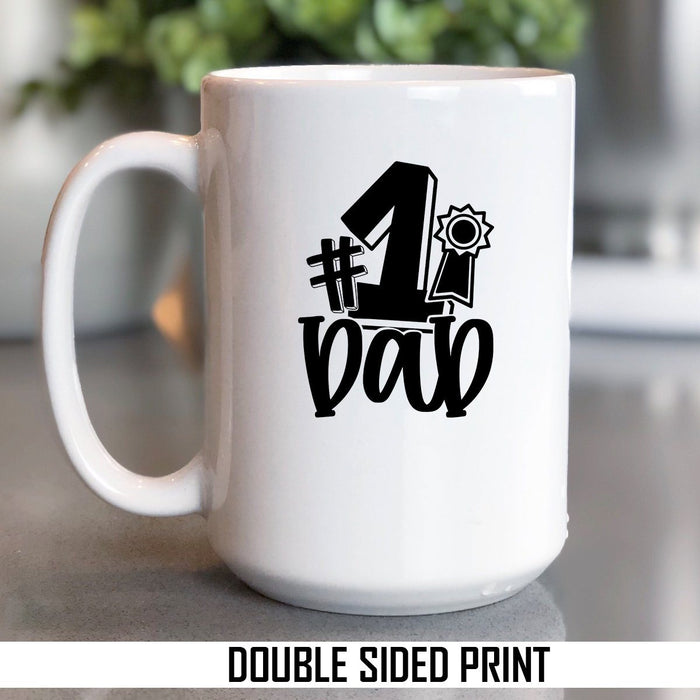 #1 Dad Ribbon Double Sided Printed Mug