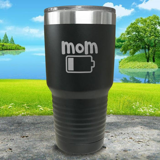 Mom Battery Engraved Tumbler Tumbler ZLAZER 30oz Tumbler Black 