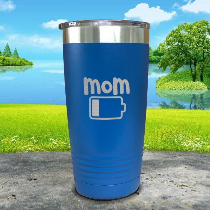 Mom Battery Engraved Tumbler Tumbler ZLAZER 20oz Tumbler Blue 