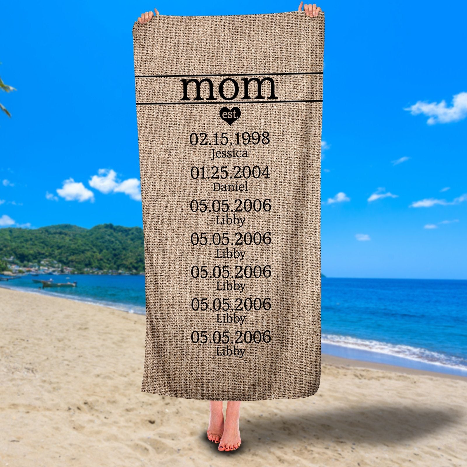 Personalized Mom Established Premium Beach/Pool Towel