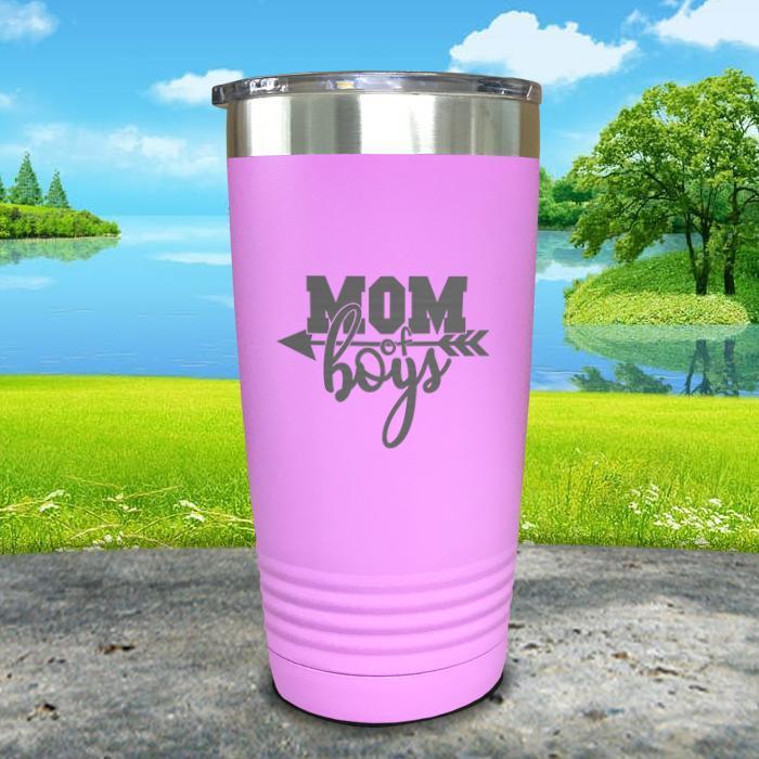 Mom Of Boys Engraved Tumbler Tumbler ZLAZER 20oz Tumbler Lavender 