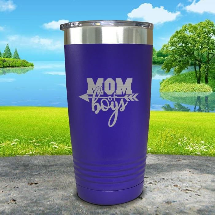 Mom Of Boys Engraved Tumbler Tumbler ZLAZER 20oz Tumbler Royal Purple 