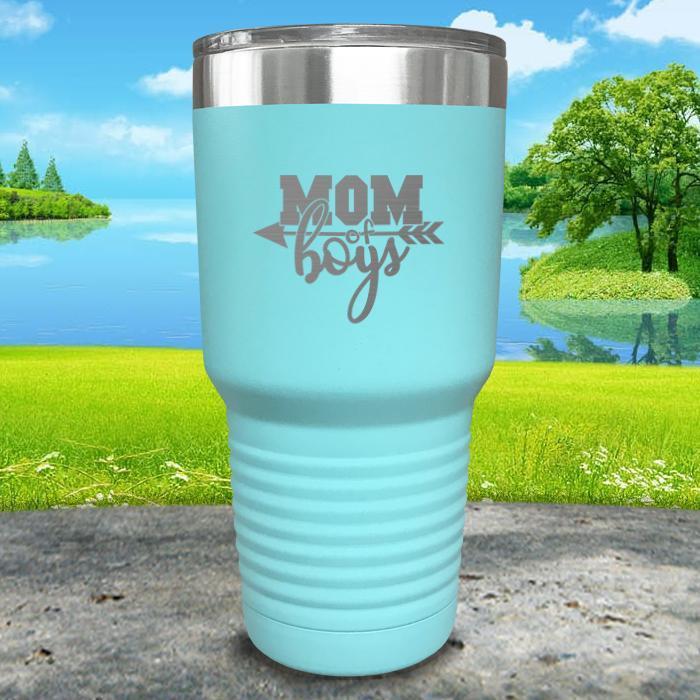 Mom Of Boys Engraved Tumbler Tumbler ZLAZER 30oz Tumbler Mint 