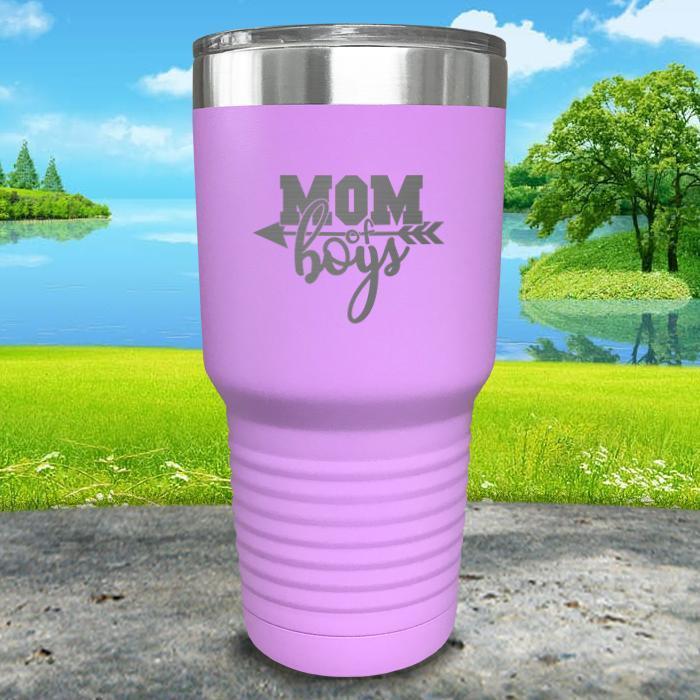 Mom Of Boys Engraved Tumbler Tumbler ZLAZER 30oz Tumbler Lavender 