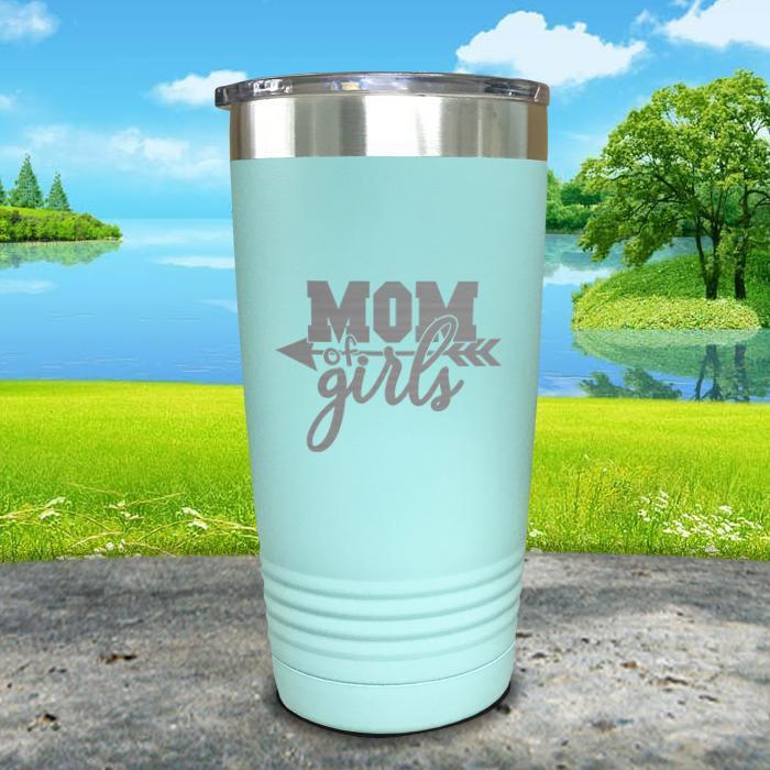 Mom Of Girls Engraved Tumbler Tumbler ZLAZER 20oz Tumbler Mint 