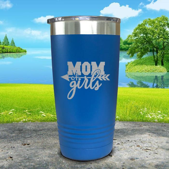 Mom Of Girls Engraved Tumbler Tumbler ZLAZER 20oz Tumbler Blue 