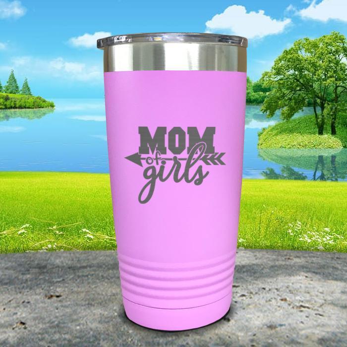 Mom Of Girls Engraved Tumbler Tumbler ZLAZER 20oz Tumbler Lavender 