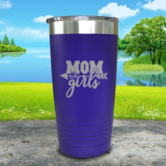 Mom Of Girls Engraved Tumbler Tumbler ZLAZER 20oz Tumbler Royal Purple 