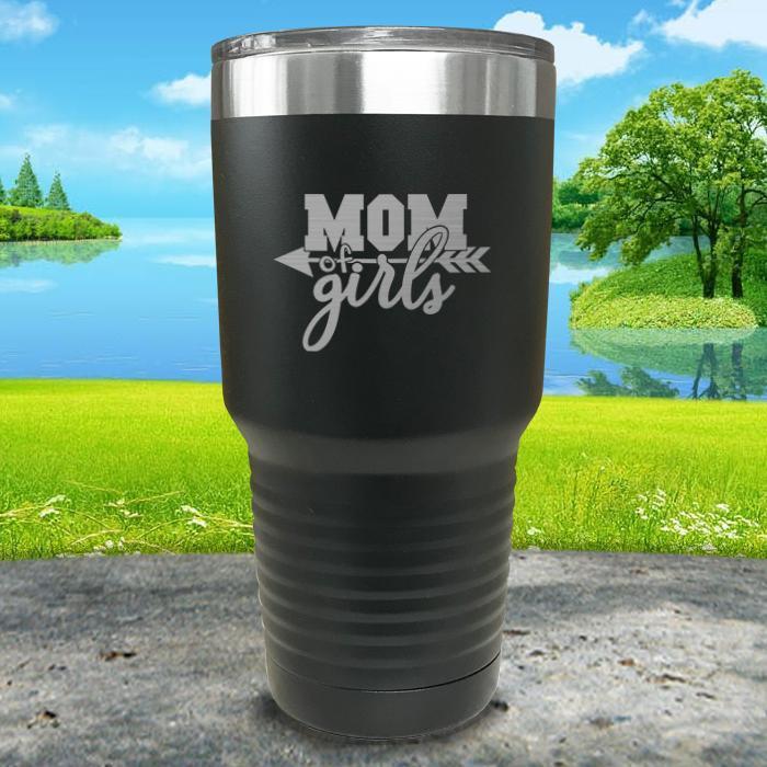 Mom Of Girls Engraved Tumbler Tumbler ZLAZER 30oz Tumbler Black 