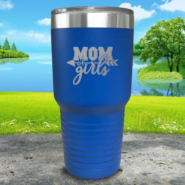 Mom Of Girls Engraved Tumbler Tumbler ZLAZER 30oz Tumbler Blue 