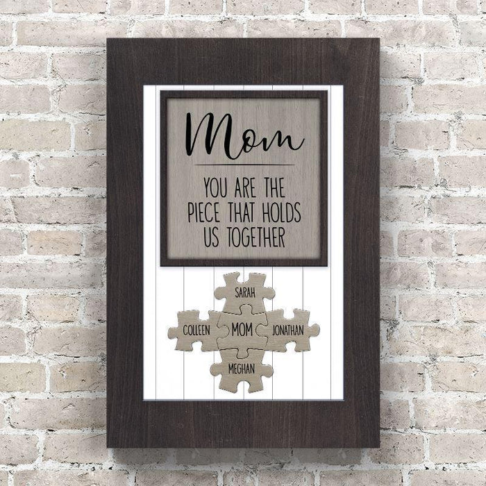 Dad/Mom You Are the Piece that Holds Us Together Puzzle Sign - Personalized Canvas Wall Art