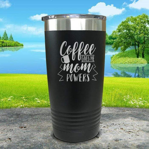 Coffee Gives Me Super Powers Engraved Tumbler Tumbler ZLAZER 20oz Tumbler Black 