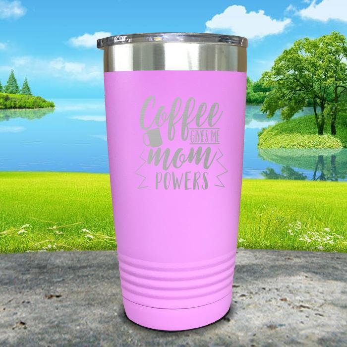 Coffee Gives Me Super Powers Engraved Tumbler Tumbler ZLAZER 20oz Tumbler Lavender 