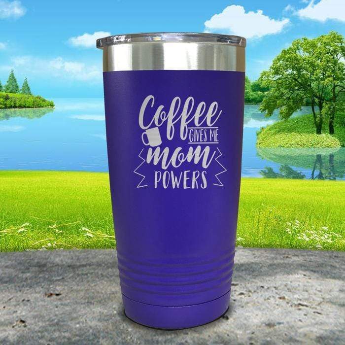 Coffee Power Engraved Tumbler Tumbler ZLAZER 20oz Tumbler Royal Purple 