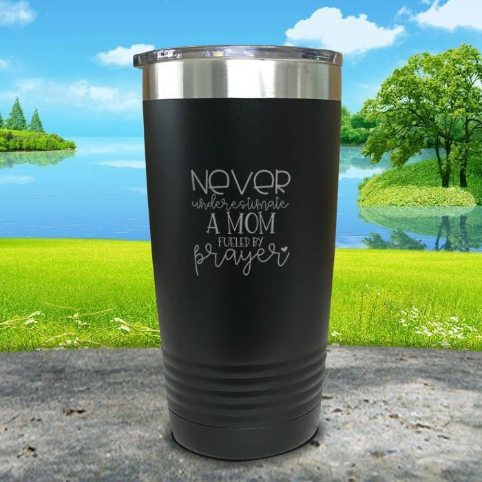 Mom Fueled By Prayer Engraved Tumbler Tumbler ZLAZER 20oz Tumbler Black 