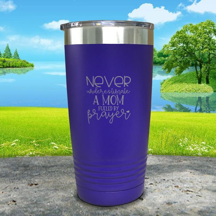 Mom Fueled By Prayer Engraved Tumbler Tumbler ZLAZER 20oz Tumbler Royal Purple 