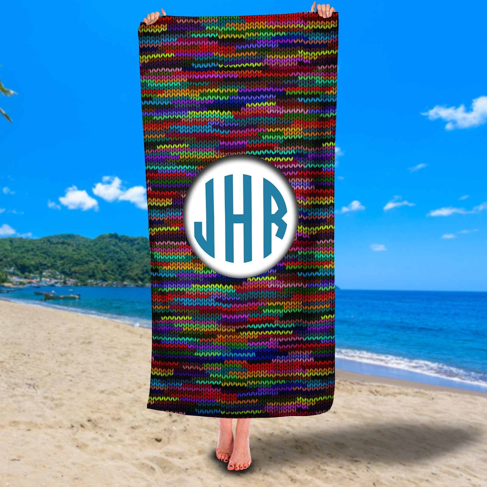 Monogram Colorful Sweater Like Premium Beach/Pool Towel