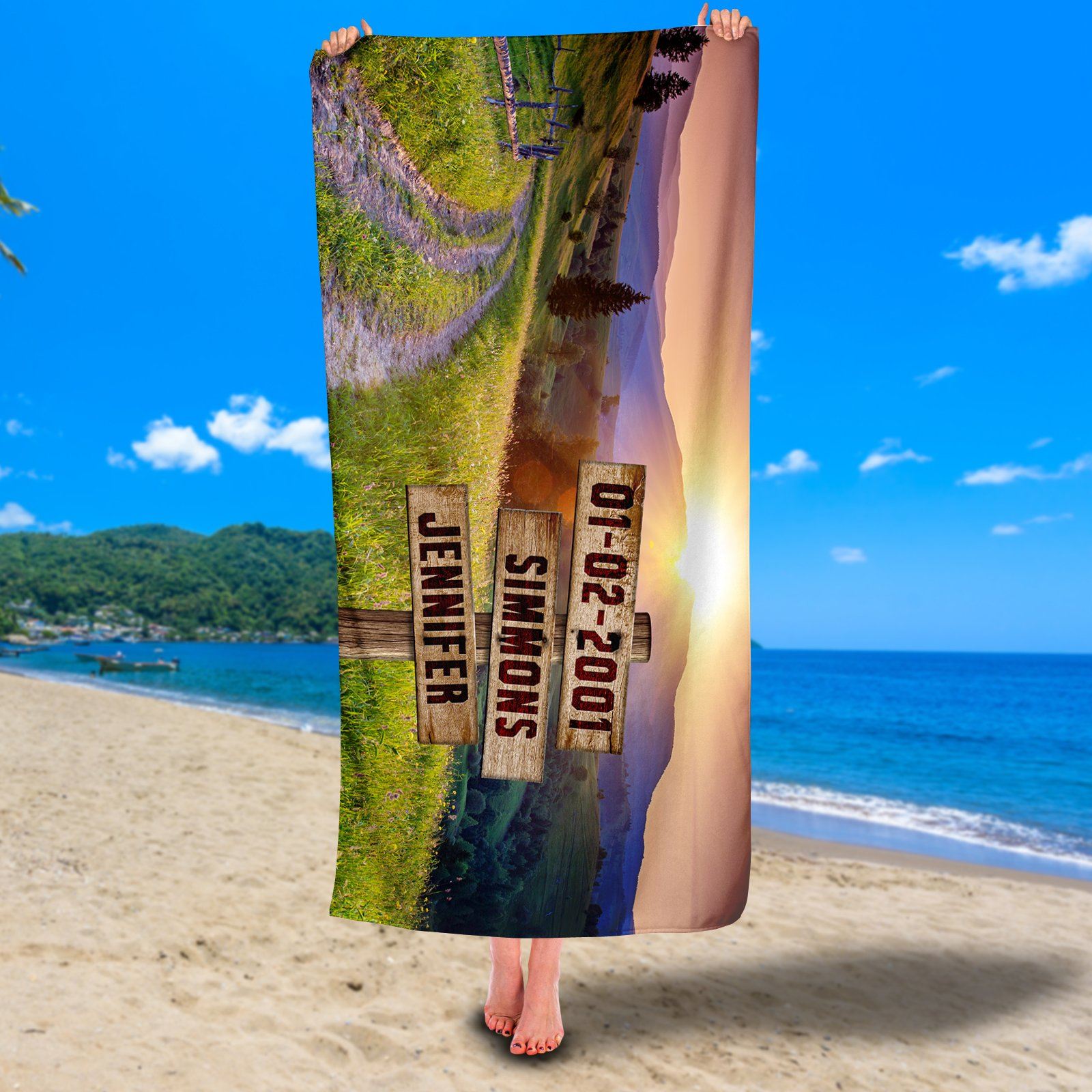 Personalized Mountainside Premium Beach/Pool Towel