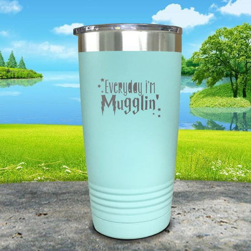 Everyday I'm Mugglin' Engraved Tumbler Tumbler ZLAZER 20oz Tumbler Mint 