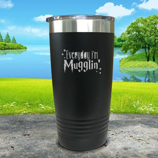 Everyday I'm Mugglin' Engraved Tumbler Tumbler ZLAZER 20oz Tumbler Black 