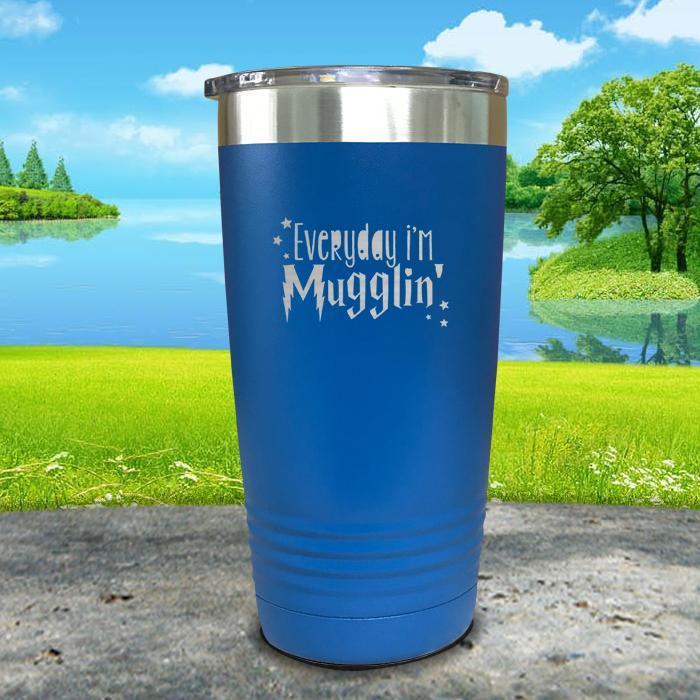 Everyday I'm Mugglin' Engraved Tumbler Tumbler ZLAZER 20oz Tumbler Blue 