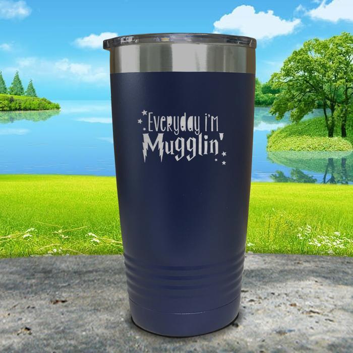 Everyday I'm Mugglin' Engraved Tumbler Tumbler ZLAZER 20oz Tumbler Navy 