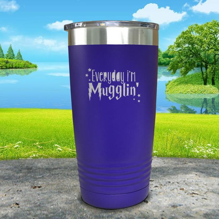 Everyday I'm Mugglin' Engraved Tumbler Tumbler ZLAZER 20oz Tumbler Royal Purple 